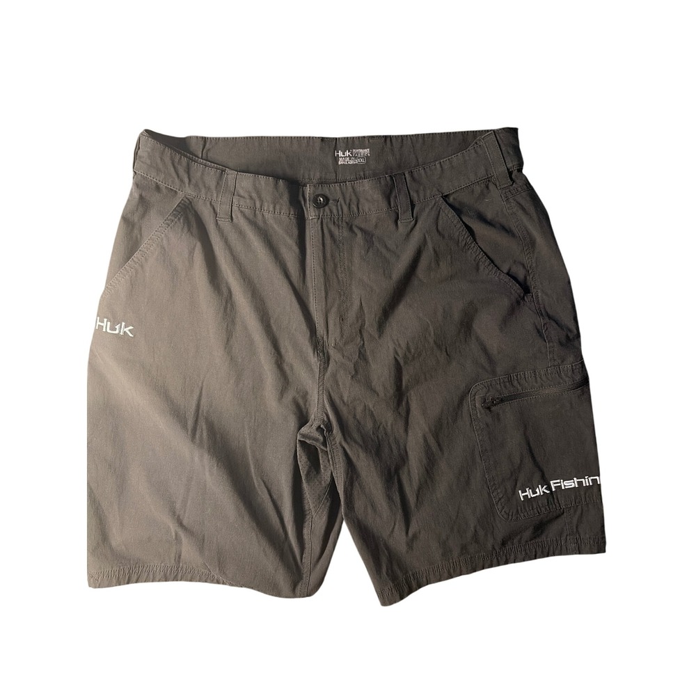 Huk Fishing Shorts Mens XXL Gray Performance Stretch‎ Cargo Utility Pockets
